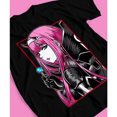 Summer Hot Selling Tshirt for Anime Zero Two Anime Mens Round Neck Short Sleeved Shirt