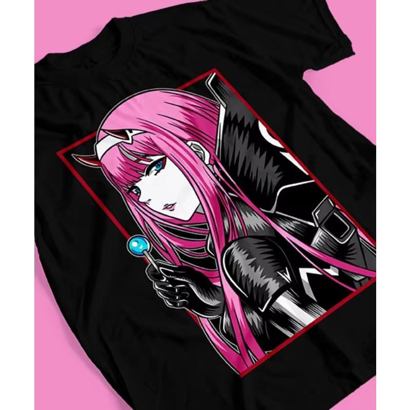 Summer Hot Selling Tshirt for Anime Zero Two Anime Mens Round Neck Short Sleeved Shirt