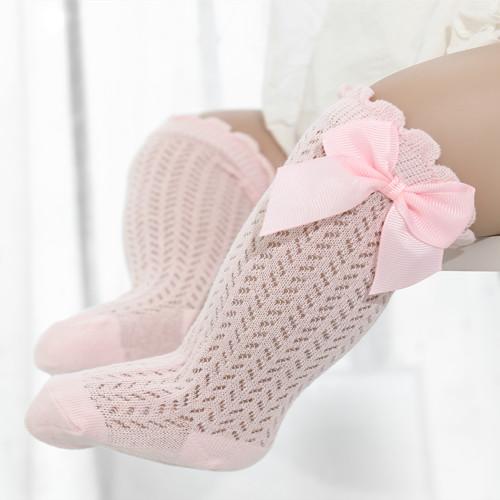 lawadka 0-24M Baby Girl Socks Toddler Big Bow Cotton Summer Mesh Infant Knee Socks Newborn Long Princess Socks For Girls