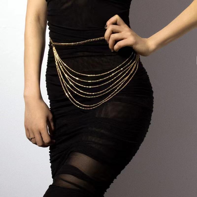 

Jewelry simple and versatile geometric U-shaped waist decoration for women with exaggerated personality multi-layer tassel chain body chain