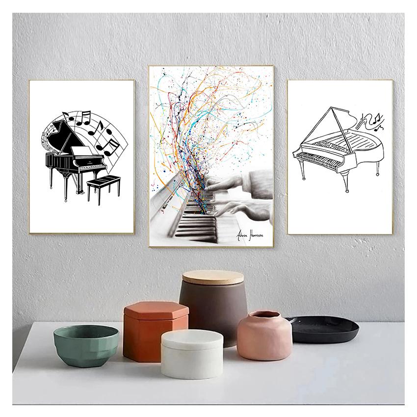 Nordic Line Draw Print abstrakte minimalistische Wandkunst Malerei dekorative Bild Home Decor schwarz weiß Klavier Leinwand Poster