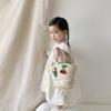 Stylish Unisex Kids Woven Bucket Bag In White Lace With Playful Cherry Print