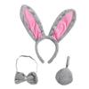Easter Rabbit Headwear Rabbit Ears Headbands Bowtie Tail Set Rabbit Ears Costume Set Animal Hair Hoop for Easter Party
