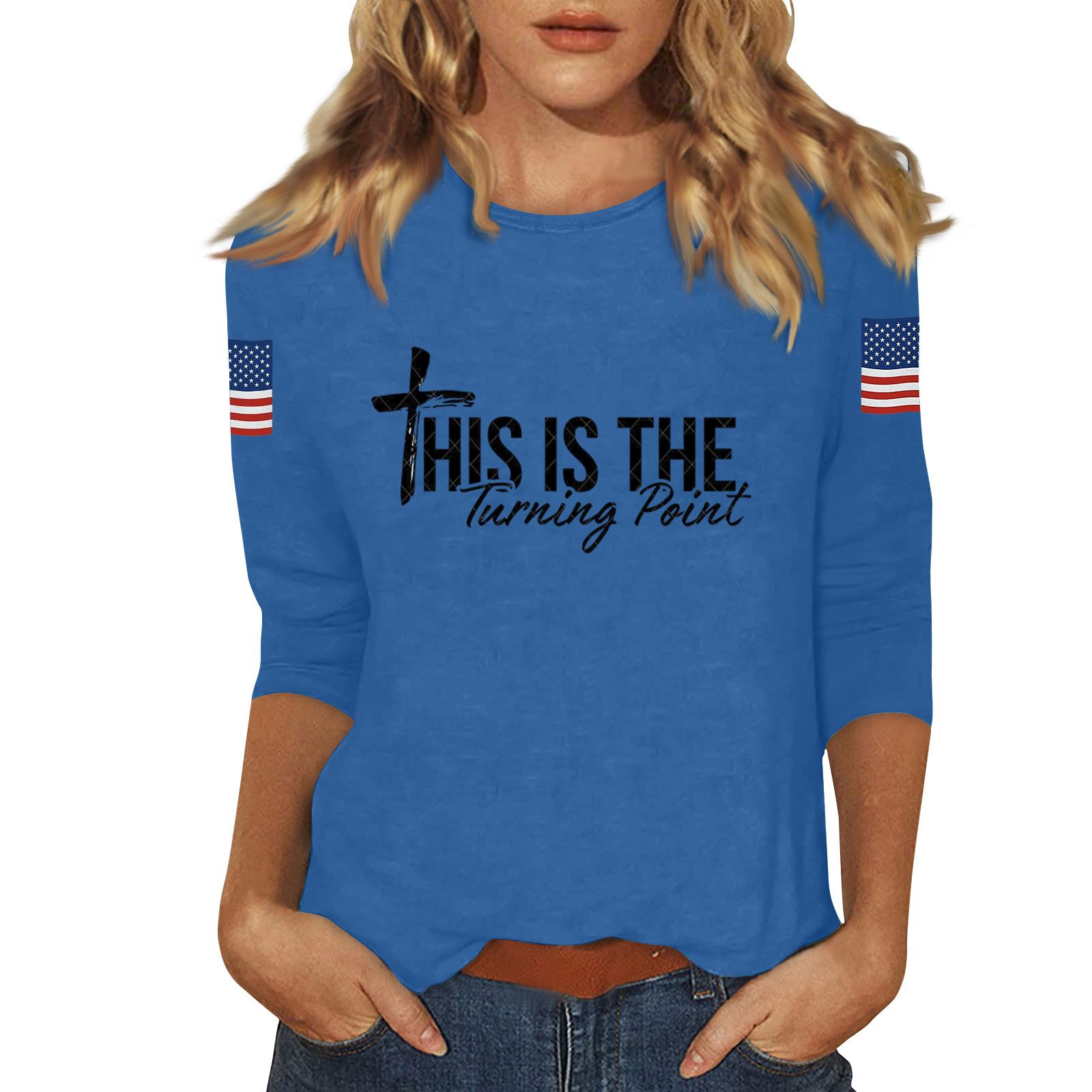 

Women s Casual Fashionable Sexy Comfortable Neck Three-Quarter Sleeve Top L синий