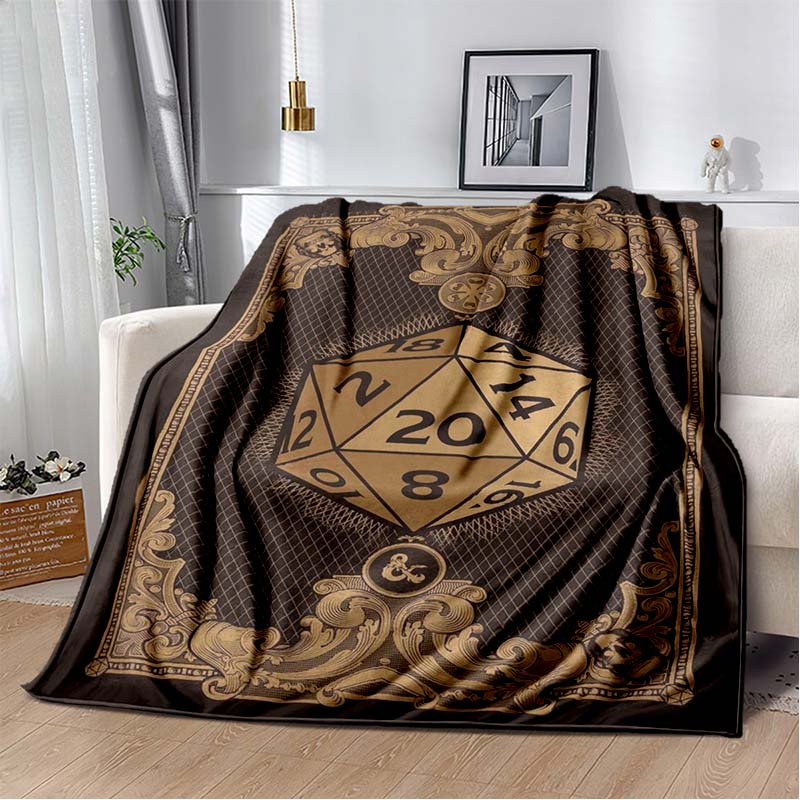 Dungeons & Dragons D20 Dice Flannel Blanket, Soft Throw Blanket for Sofa Bed 80cm x 120cm