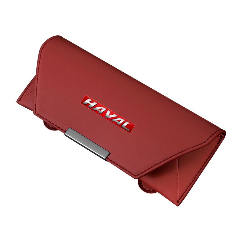 Customized logo car sun visor glasses storage clip for Haval H1 H2 H3 H5 H6 m6 F7X Red Rabbit Body Damn Big Dog Car Storage Box
