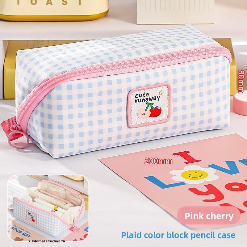 Cartoon Large Capacity Prism Grid Pen Case With Cute Dopamine Design For Students And Office Use
