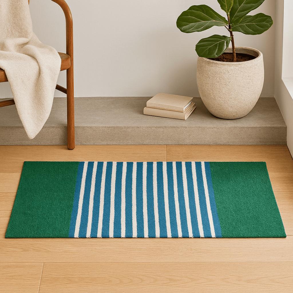 Runner Rug, Blue Green Cotton 70x170cm