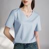 Double-sided Mercerized Cotton Short-sleeved White T-shirt Women's Summer Loose Crew Neck V-neck Versatile