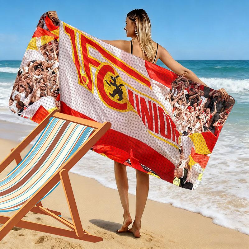 Union Berlin Logo Aufdruck Strandtuch, Großes Weiches Schnelltrocknendes Handtuch für Strand Camping Schwimmen