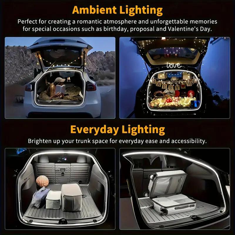 Trunk Ambient Lights Bar Led Light Strip Soft Rubber Interior Waterproof Atmosphere Light Strip Universal Fit for Vehicle Decor