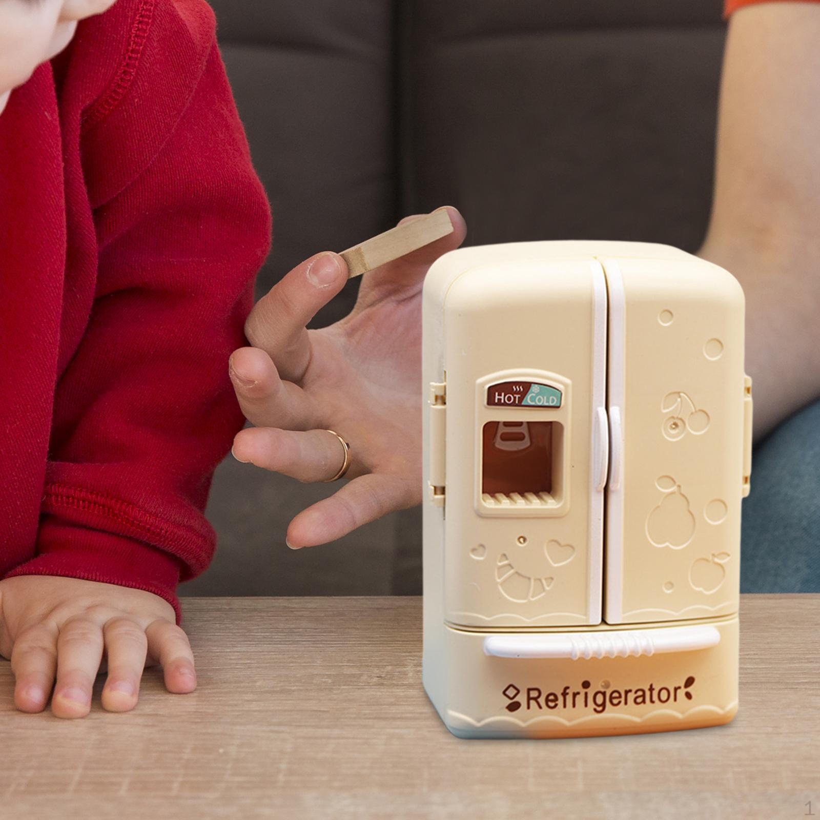 

1/12 кукольный домик, миниатюрный двухдверный холодильник, аксессуары для кукол, украшение жизненной сцены, мебель бежевый