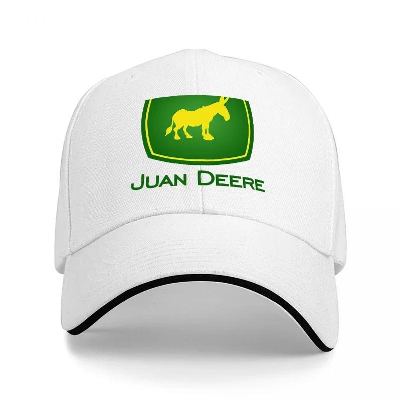 Juan Deere Logo Baseballkappe Schwarz mit Grünem und Gelbem Pferde-Design Klassische Verstellbare Mütze für Outdoor-Enthusiasten