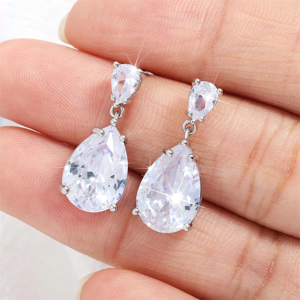 Značka ZAKOL Čiré AAA Kubické Zirkony Kapka Vody Visací Náušnice měděné barvy Svatba Trendy Zirkon pro Ženy