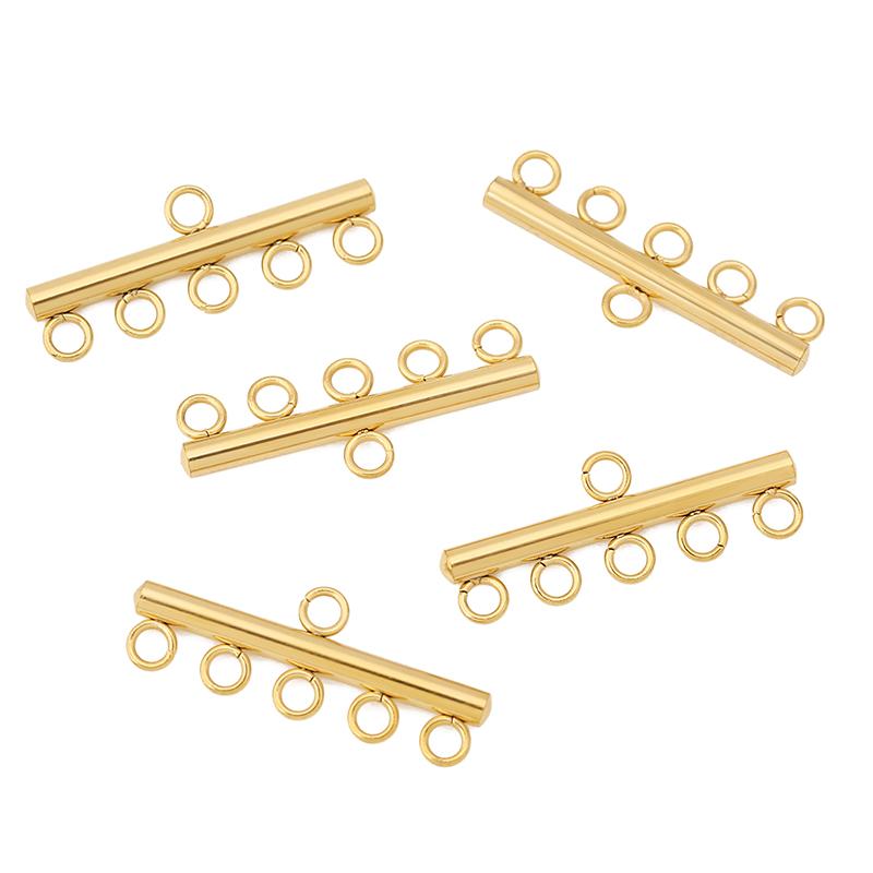 10pcs Stainless Steel Layer Necklace Bracelet Clasp Bails 5 Loops Drop Earrings Chains Connectors DIY Jewelry Findings Supplies