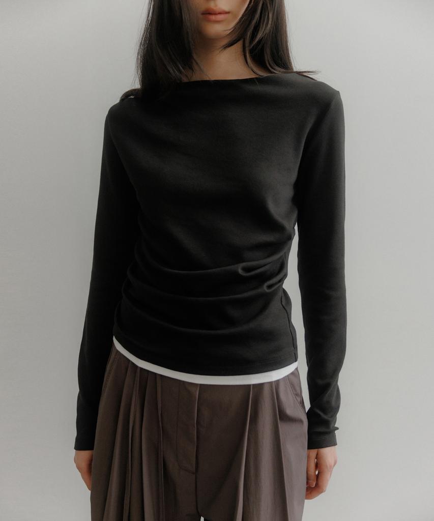 Oeoseoul Layered Tuck T-Shirt [Black]