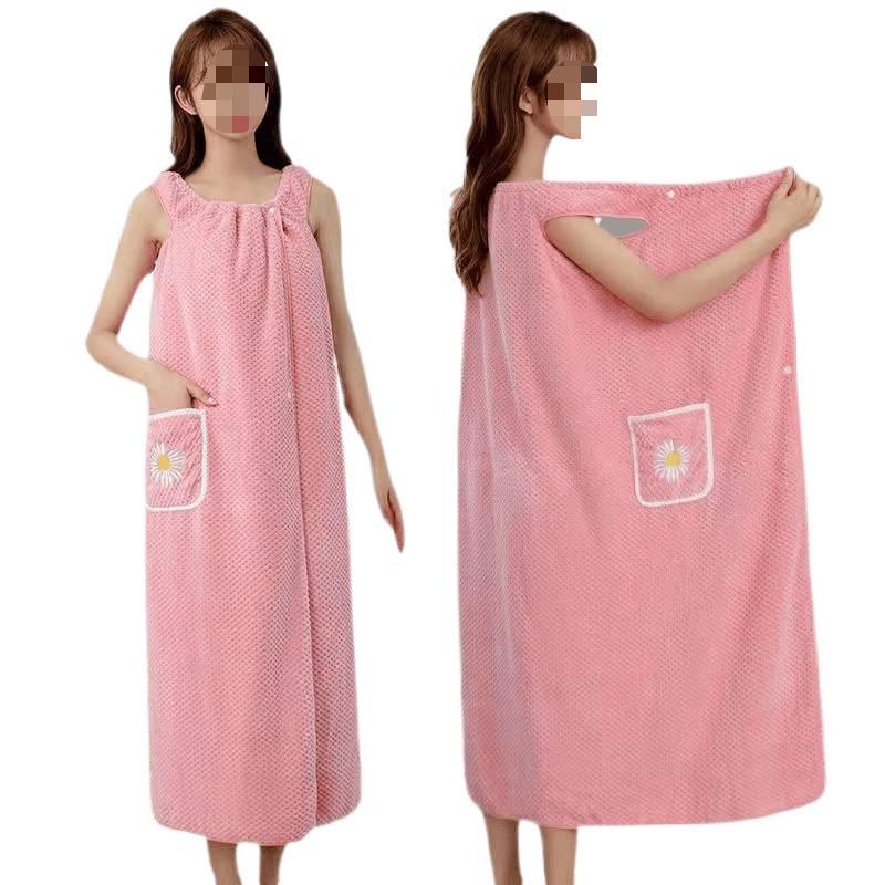 Plus Size Absorbent Bath Towel Robe for Women - Thick, Wearable, Sling Bath Skirt