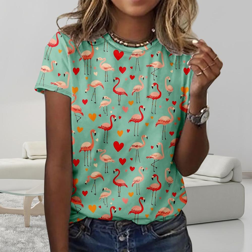 Floral Comfortable Stylish Simple Cartoon Short Sleeve T-Shirt Women's Digital Printing Slim Top