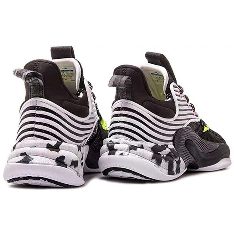 Anta Heat Wave 2 Mid Basketball Shoes Men Sneakers Black White 112031105-4