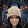 Yarn Winter Pullover Cap Solid Color Knitted Beanie Punk Devil Horns Hat  Autumn/Winter