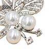 Leaf Lapel Pin Faux Pearl Rhinestone Brooch Alloy Hollow Leaves