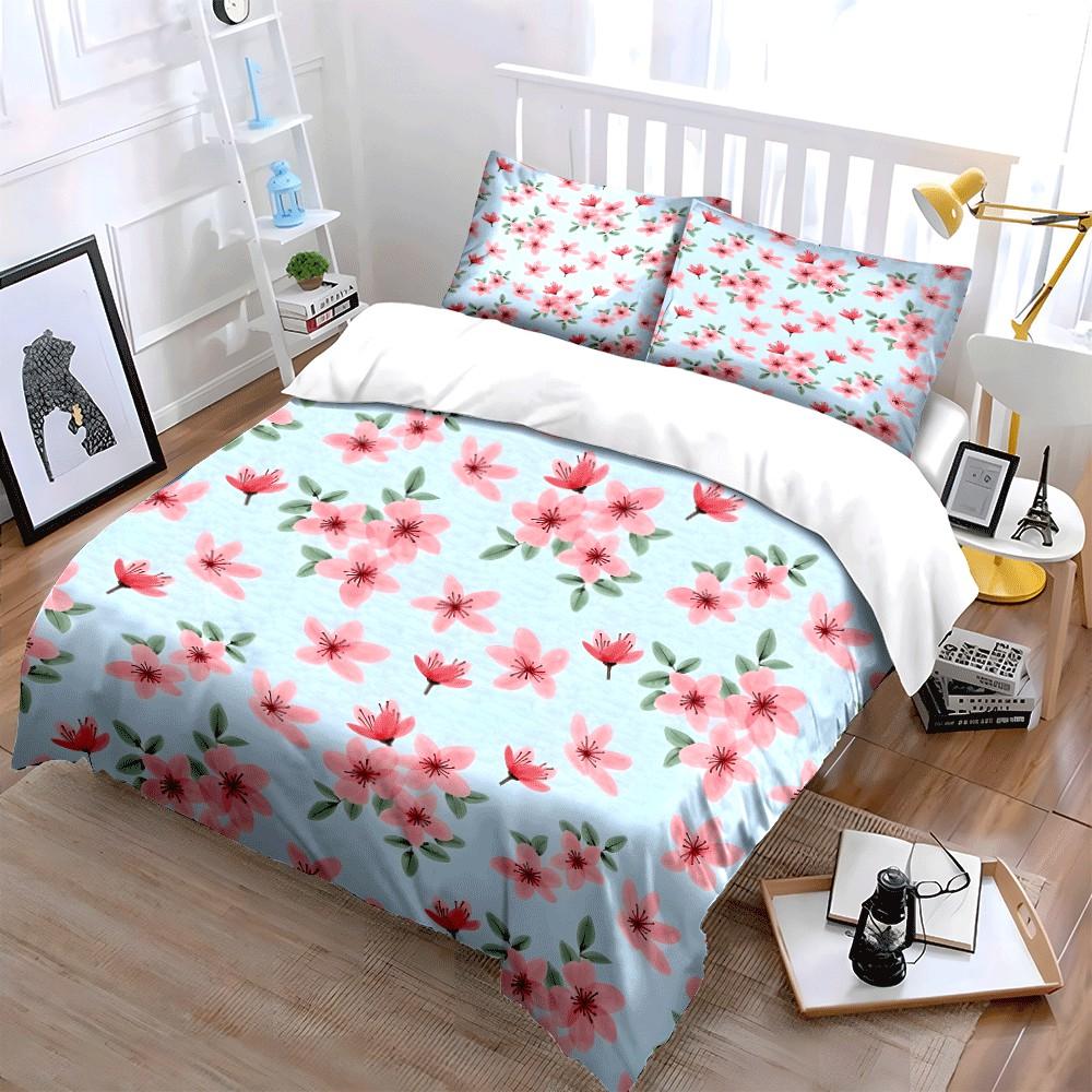Floral Themed Three-Piece Set Exquisite Three-Piece Bedding Set Gift For Kids And Adults