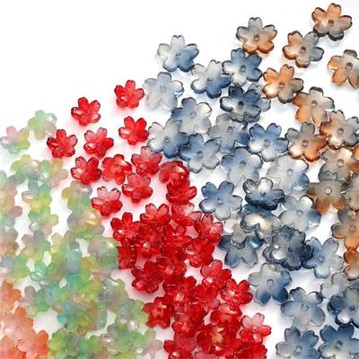 10Pcs Crystal Glass Beads Flower Loose Spacer Beads for Jewelry Making DIY Bracelet Necklace