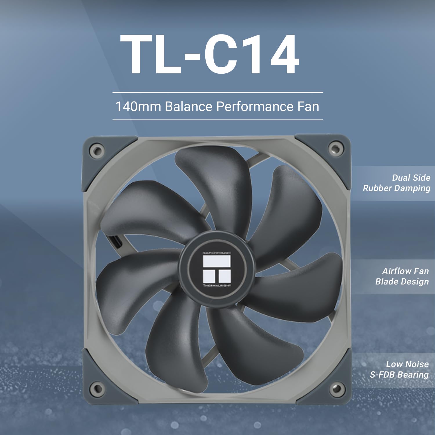 Вентилятор Thermalright TL-C14 140 мм, Тихая работа, Подшипник S-FDB, PWM-управление, 1500 об/мин, Баланс производительности, Корпусной вентилятор
