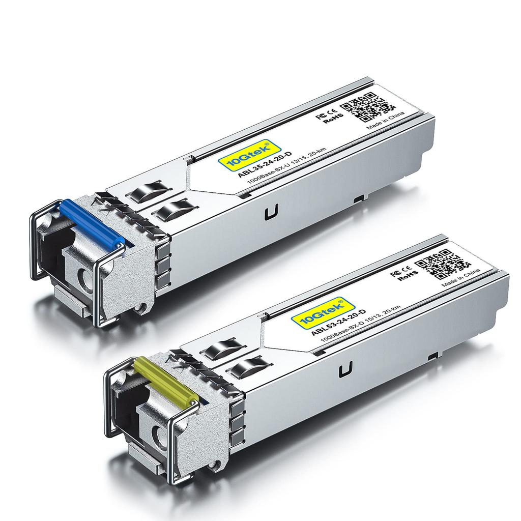 10Gtek 1000Base-BIDI SFP Module, One-to-One 1.25G SFP Bidi Optical Transceiver, 1550nm/1310nm SMF, Up To 20km, Compatible with Cisco, Ubiquiti UniFi,