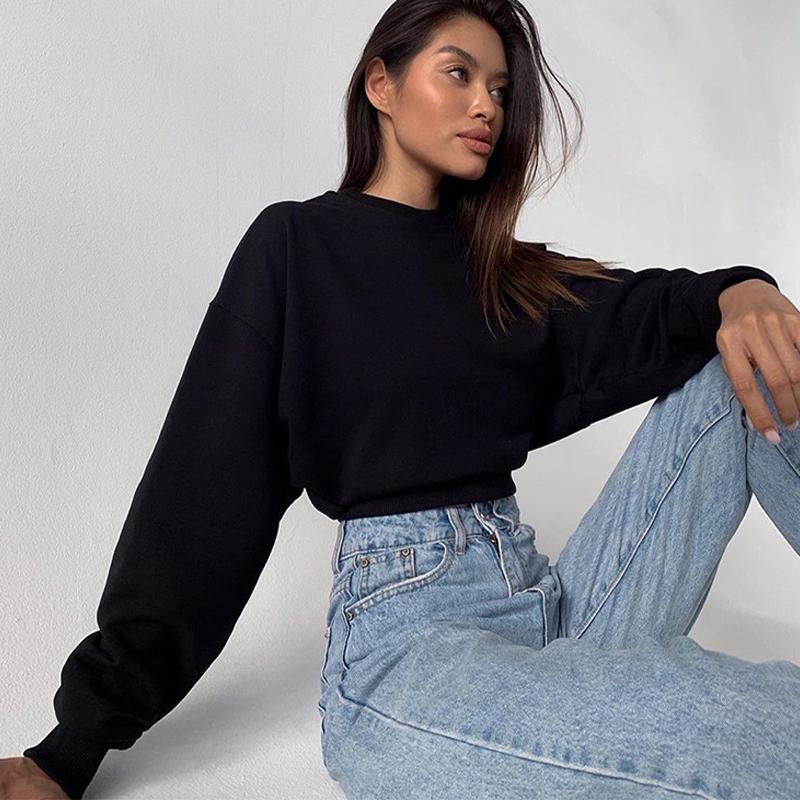 

Женская бархатная толстовка с круглым вырезом, однотонный укороченный топ с пупком M