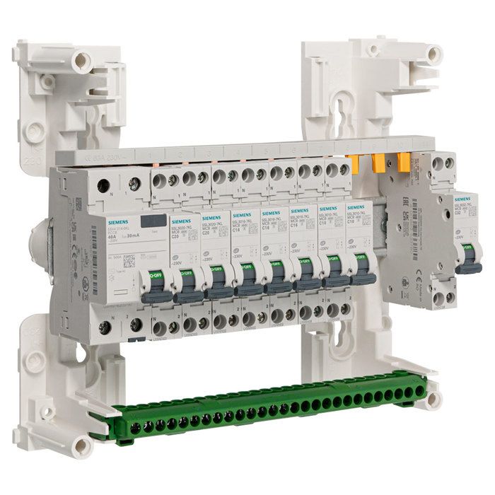 Tableau 1 rangée pré-équipé 1 inter. Diff. 40A type AC + 8 disjoncteurs