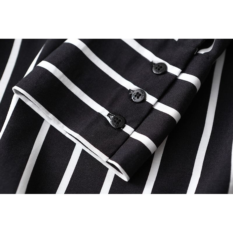 Export Export Tail Single Loose Slimming V-neck Vertical Striped Cotton Silk Shirt Women's Pullover Artificial Cotton Tops Spring