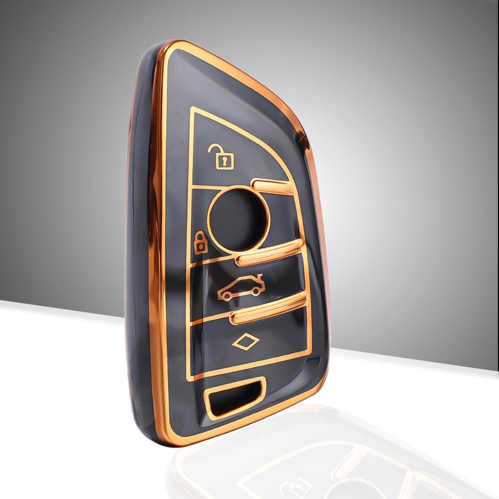 Suport pentru chei pentru telecomandă auto Design cadru auriu Carcasă pentru chei auto TPU Breloc cu 4 butoane pentru accesorii BMW Seria A B