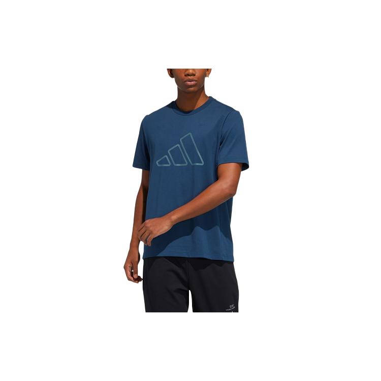 adidas T Shirts Men's Navy Blue Crew Neck Moderate Straight Fit GP0984