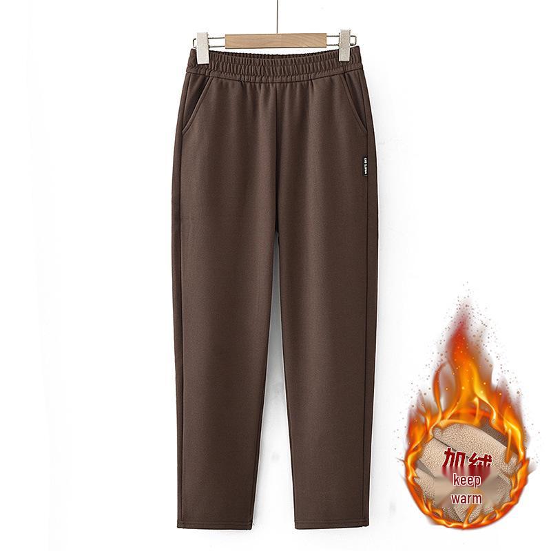 Cozy Fleece-Lined Harem Pants: Stylish, Warm & Loose Fit for Autumn/Winter. Ideal for Middle-Aged & Elderly.