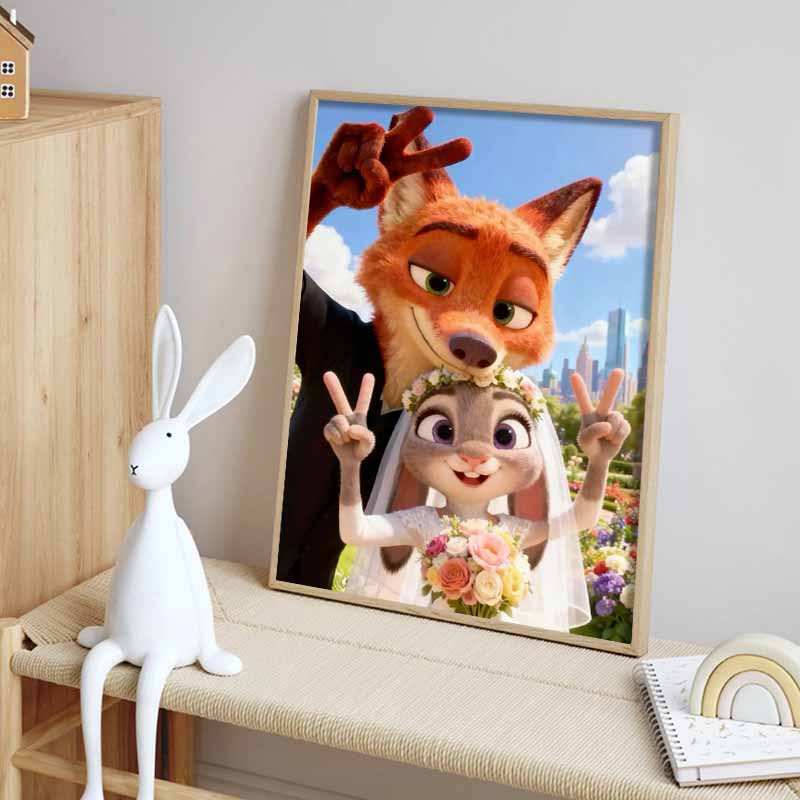 Disney Diamond Painting Judy  Nick Wedding Selfie Cartoon Movie Cross Stitch Embroidery Handmade Gift Home Decoration