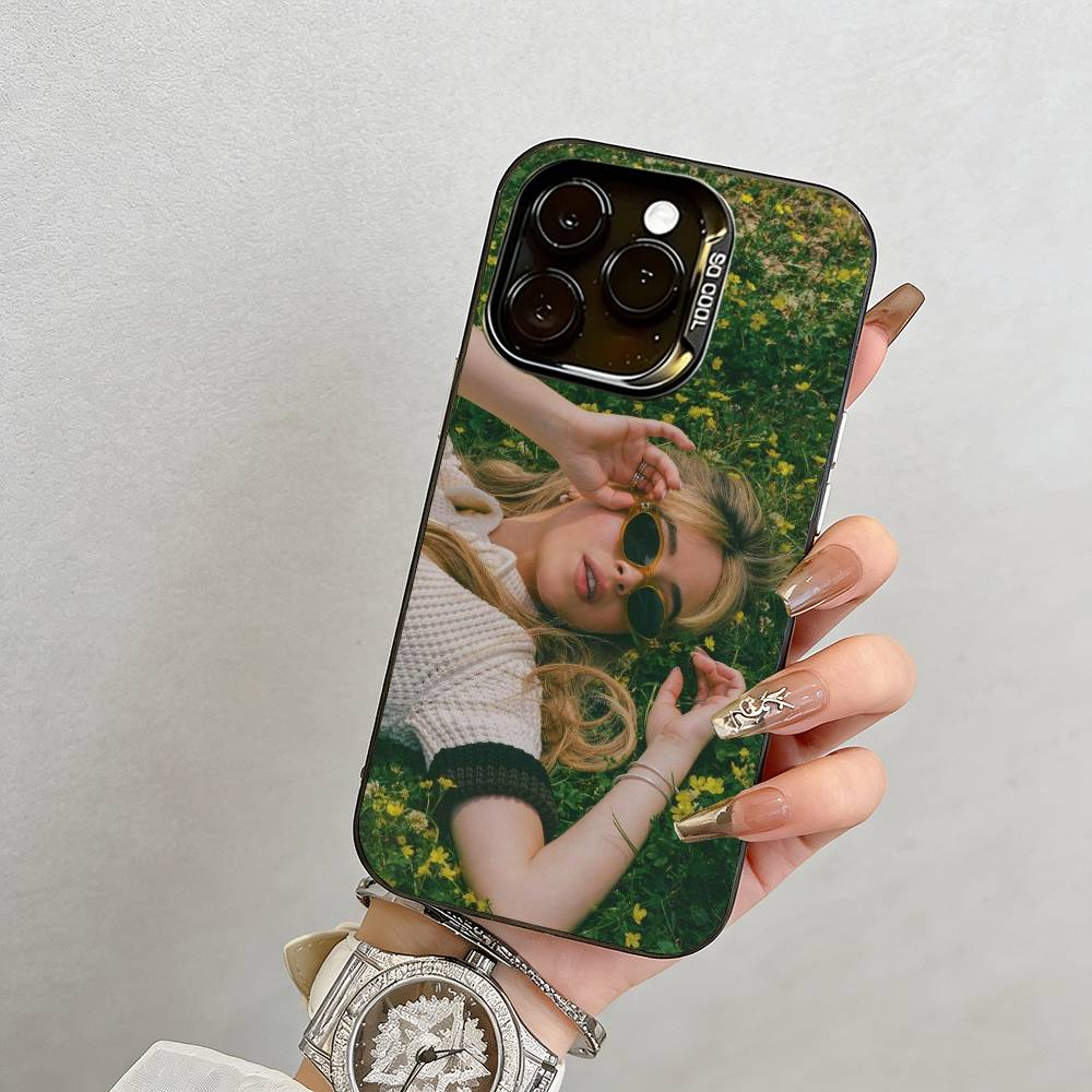 

Pop singer Sabrina Carpenter Phone Case For iPhone 17,16,15,14,13,12,11 Plus,Pro Max,XS,Colored Silver Plated Inside Cover iPhone17Pro