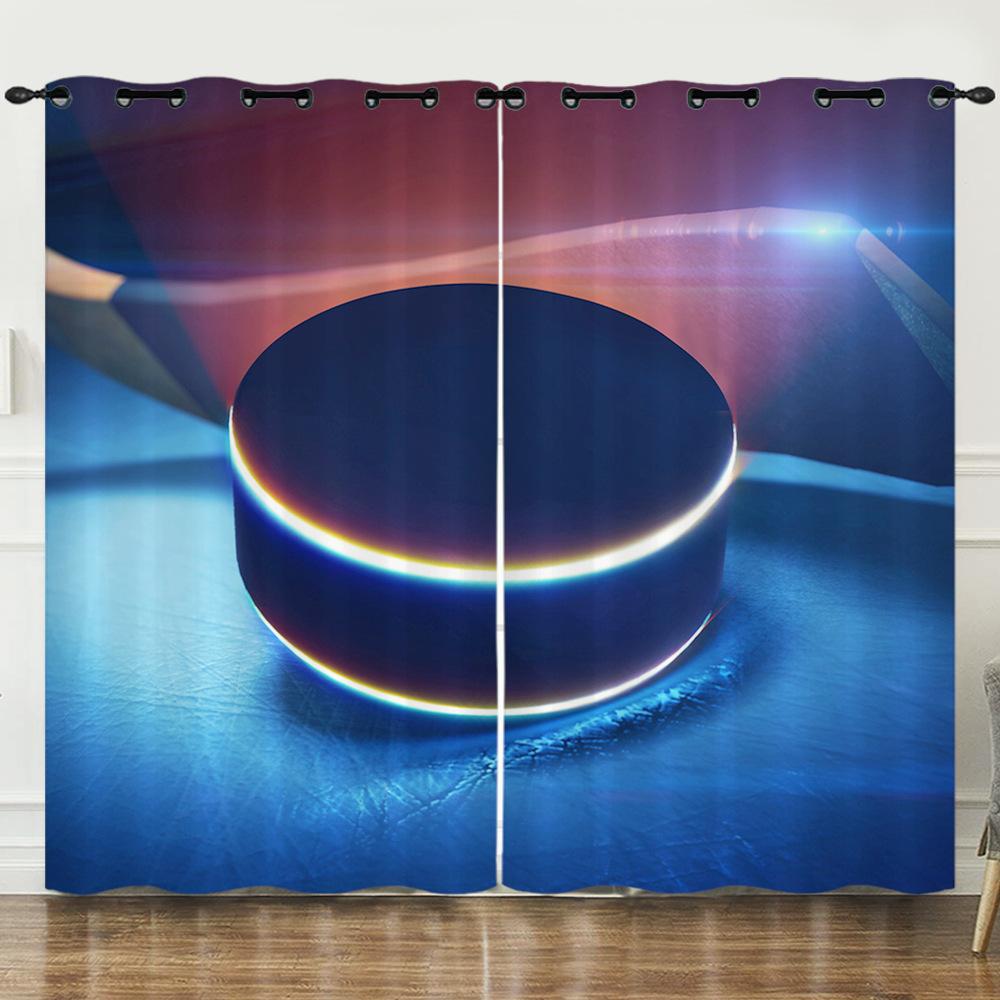 Ice And Snow Sports Ice Hockey Curling 3D Digital Printing Curtain Blackout Punching