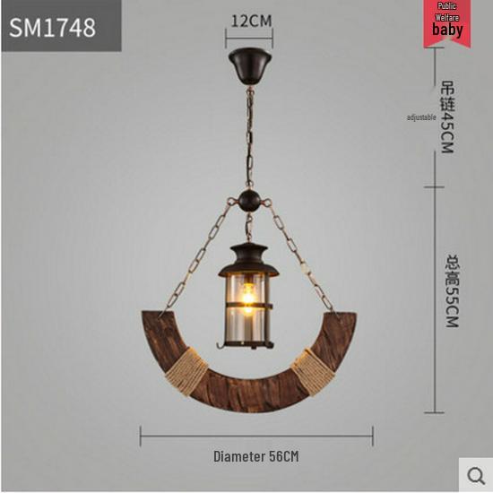 Vintage Industrial Wood Chandelier for Restaurants & Cafes