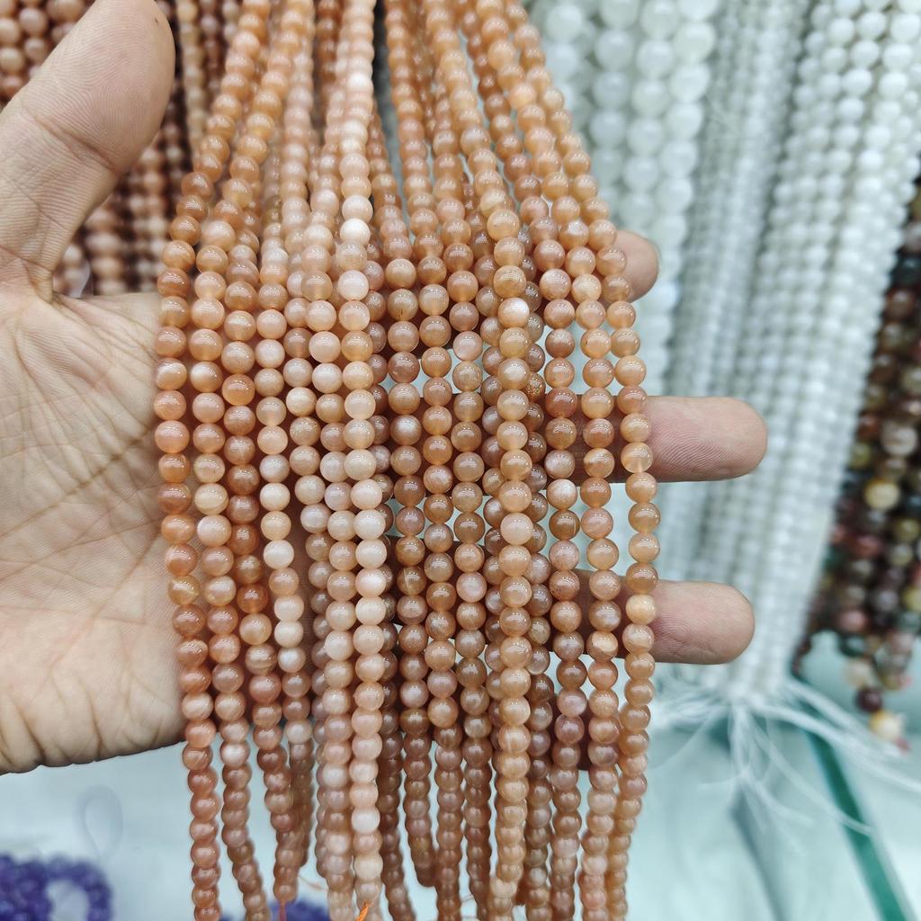 5A Sunstone, Orange Moonstone & Labradorite Round Beads - Semi-Finished Bracelet