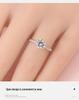 S925 Sterling Silver Adjustable Six-Prong Diamond Simulated Ring for Women - Elegant, Light Luxury Proposal Jewelry