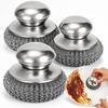 Stainless Steel Pot Brush With Handle Heavy Duty Metal Scrubber Dishwashing Dish Pan Scraper Kitchen Cleaning Utility Tool Kit