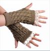 Women's Winter Knit Half-Finger Gloves with Pretty Lace Cuff