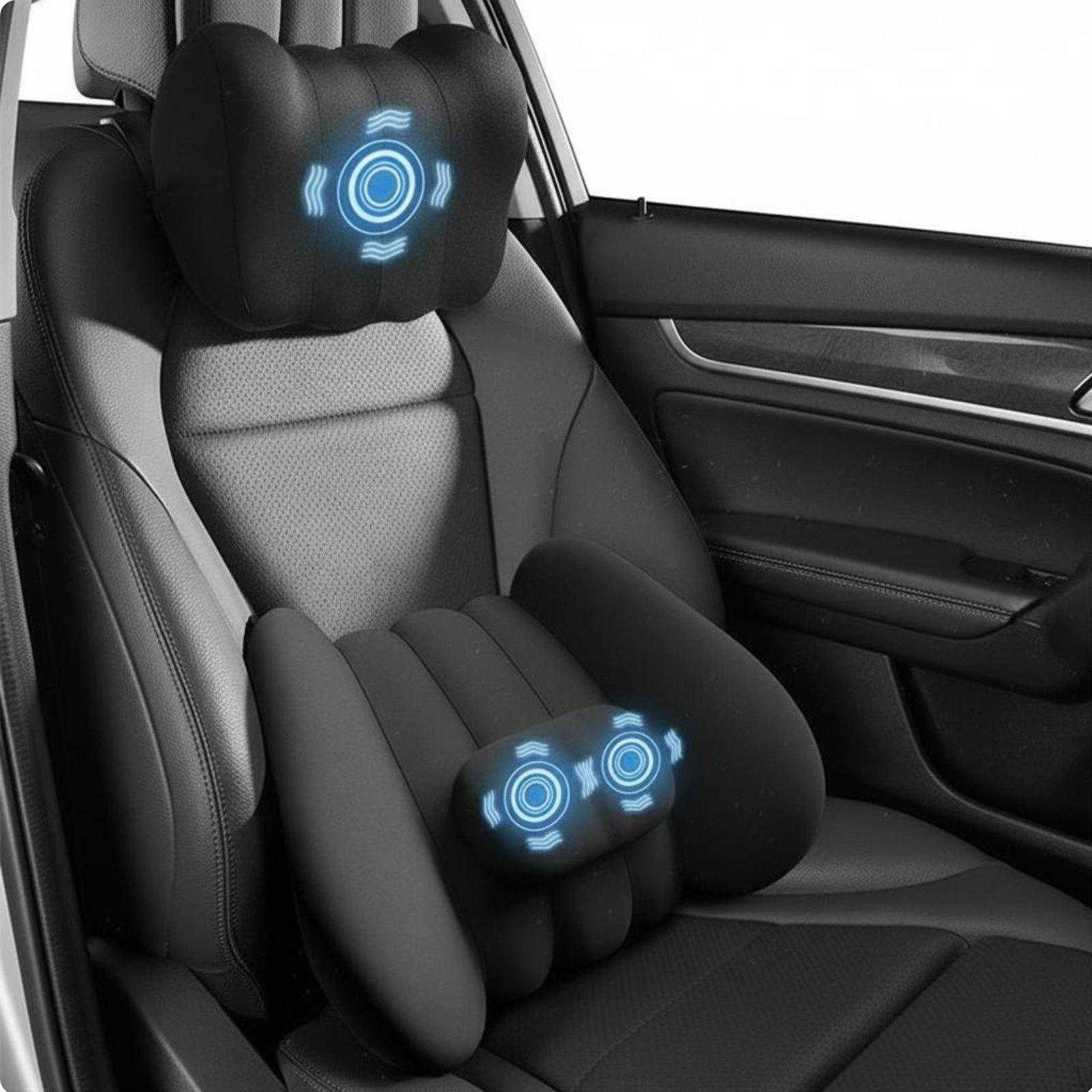 Electric Vibration Massage Car Set 3 Intensity Levels Vibrating Back and Neck Pillow for