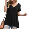 Dámská módní halenka s límečkem do V s krátkým rukávem pro snadný volný čas