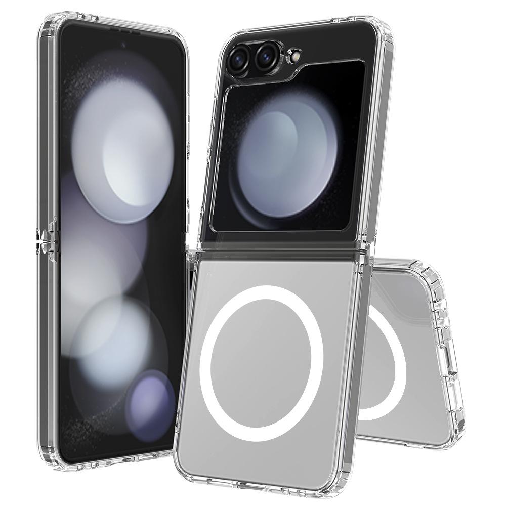 Cross-Border Compatible Samsung Z Flip 7 Magnetic One-Piece Injection-Molded Transparent Case Samsung z flip 7 прозрачный