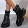2025 Thick Sole Martin Boots Women's Plus Size Warm Knitted Platform Martin Boots New Plus Size