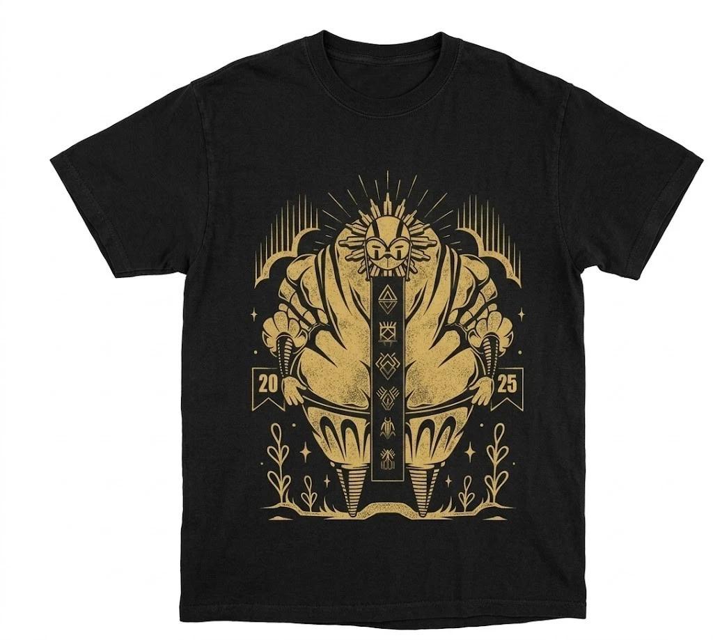 Ancient Future 2025 Sun Deity T-Shirt - Gold Celestial Symbolism Black Tee XXXXL