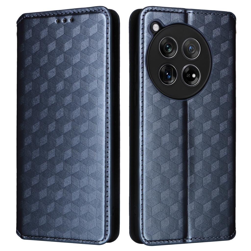 For OnePlus Ace 3 5G/12R 5G Phone Cover Magnetic Rhombus Pattern Leather Case