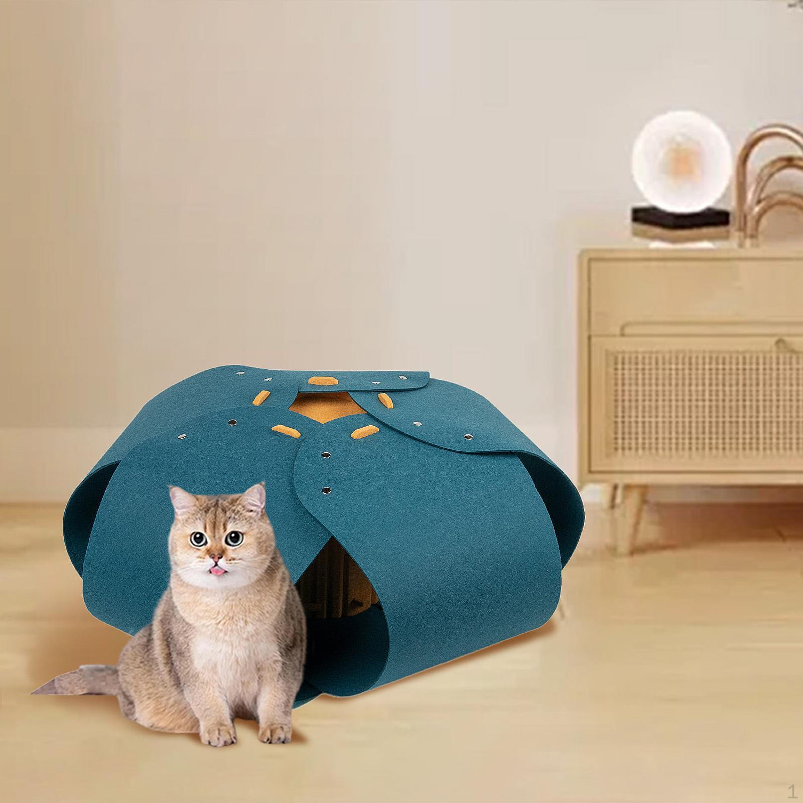 

Закрытый игровой туннель для кошек в форме пончика, укрытие для котят и кроликов темно-синий